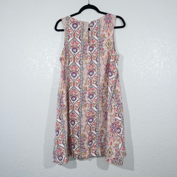 New Rachel Zoe White Aztec Printed Linen Tank Dress Size Large - Picture 6 of 7